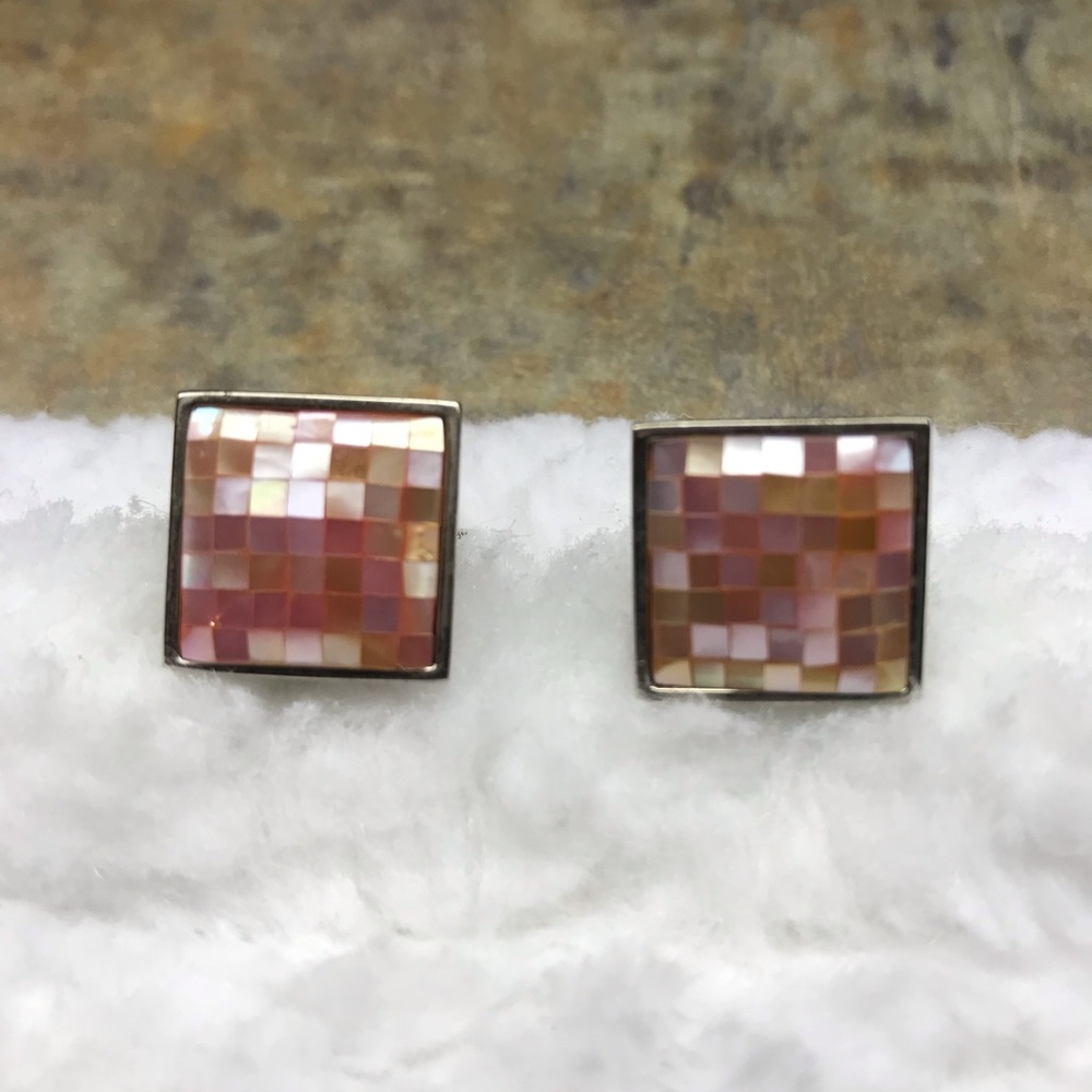 Pink iridescent Mother of Pearl Cuff Links